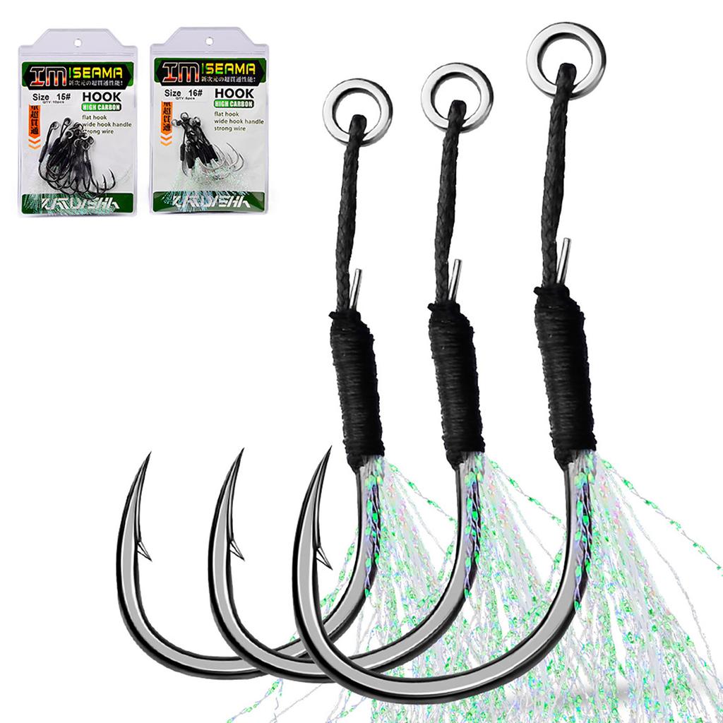 10pcs Lure Barbed Fishing Hooks 11-13-15-16-17-18-19# Sea Fishing Fishhook With Feather Fishing Tackle Accessories