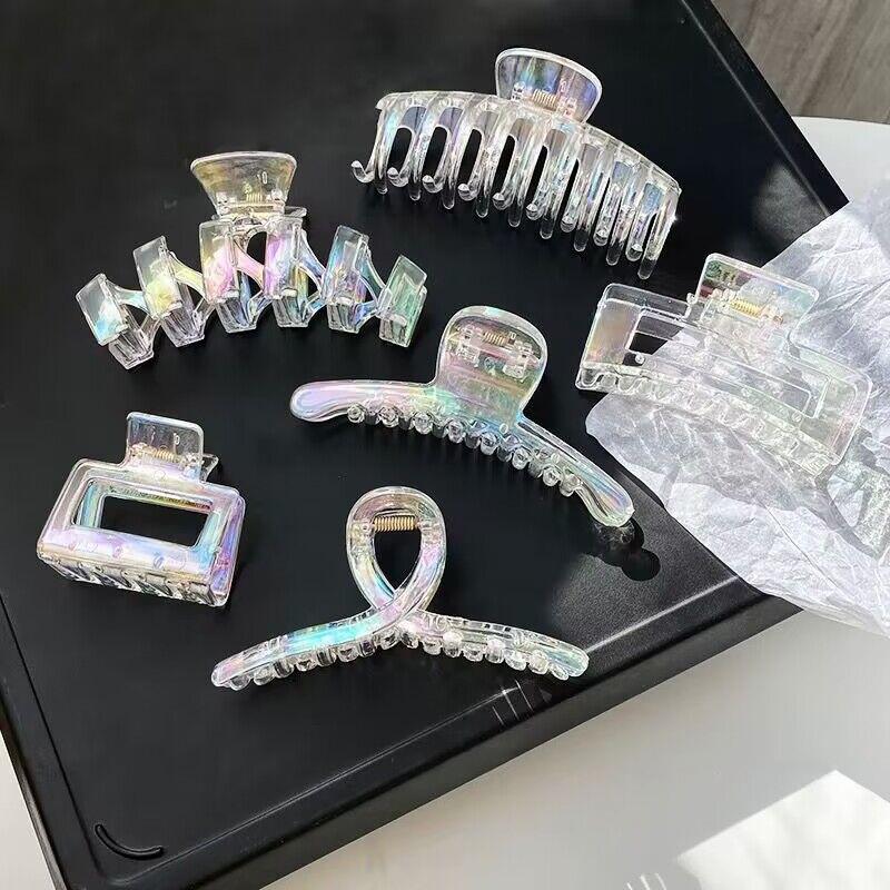 Korean Elegant Colorful Grab Hair Claws Female Large Shark Clip Hairpins for Women Headwear Party Ponytail Hair Clip Accessories