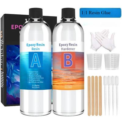 1:1 Epoxy Resin Crystal Clear Kit No Yellowing No Bubble Art  Resin for Art Crafts Jewelry Making Resin Glue Bring Tool Kit