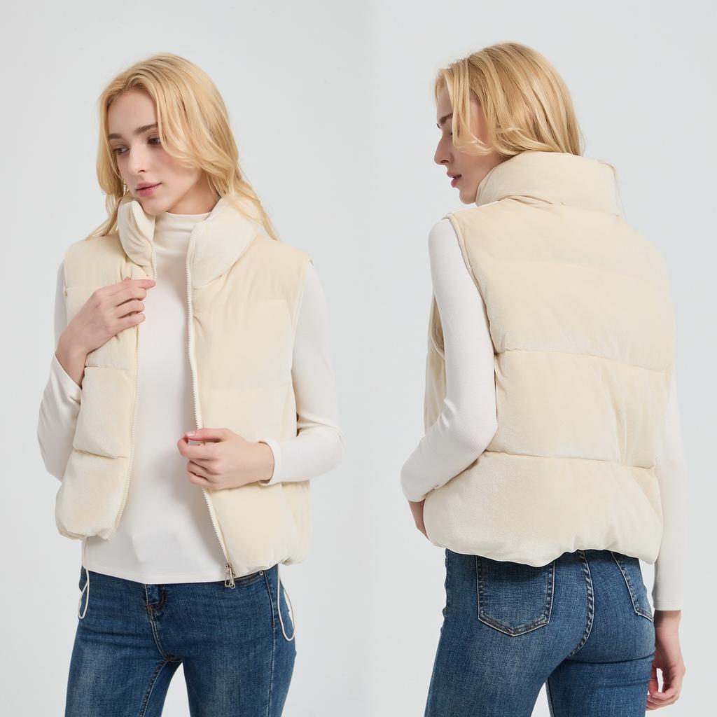 Fashion and leisure new cotton vest solid color vest corduroy women's cotton warm winter coffee