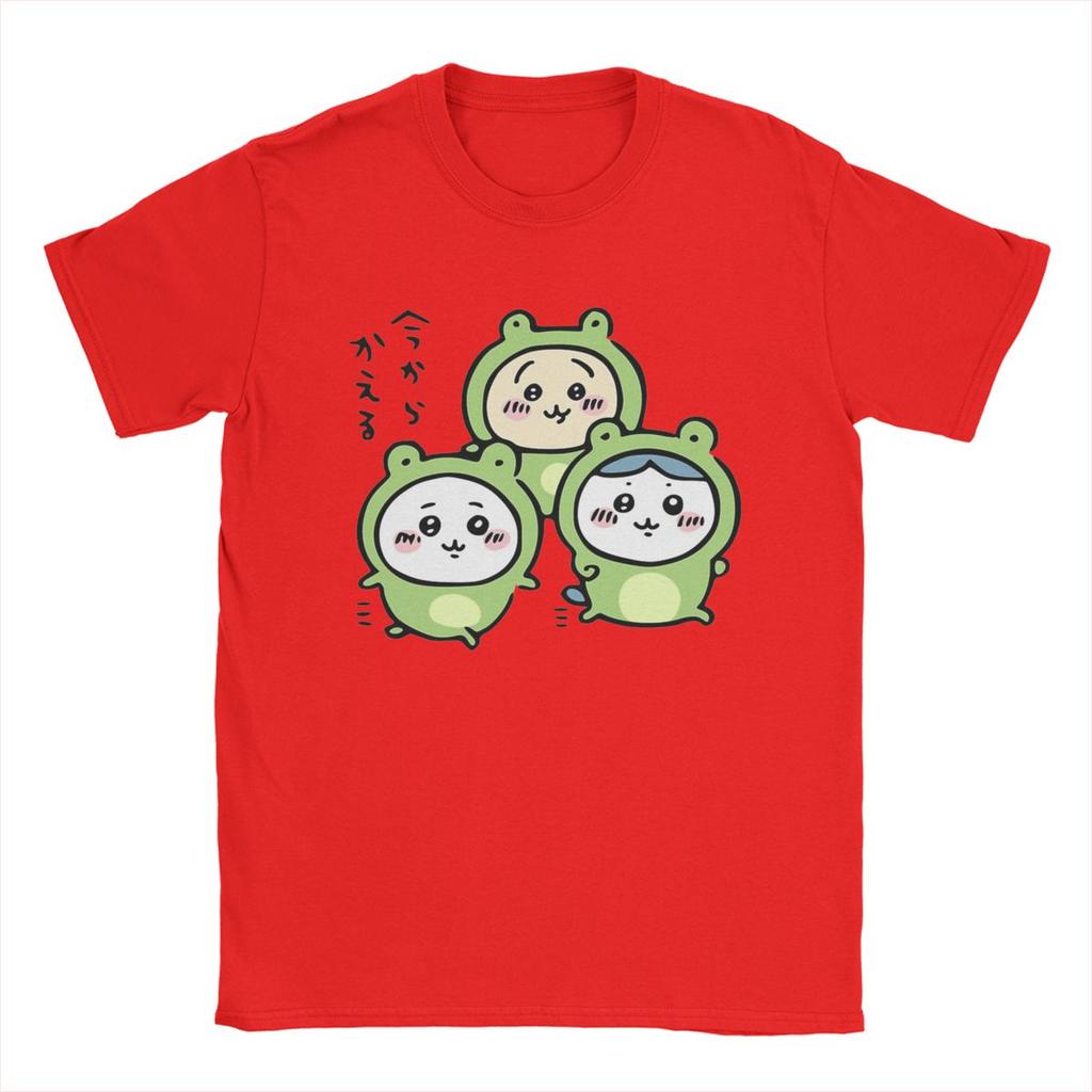 Men Chiikawa And Friends Frogs Hachiware Usagi T Shirt 100% Cotton Clothing Novelty Round Collar Tees Summer T-Shirt