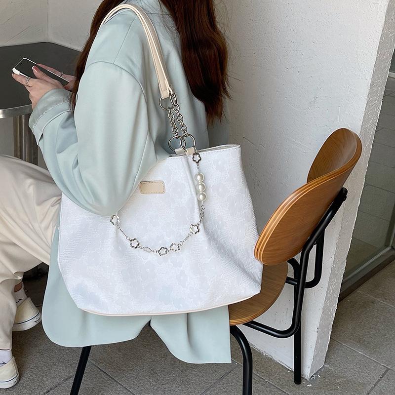 Tote Bag Women's Large Capacity Jacquard Cloth Canvas Bag New Style College Student Commuting Handbag Shoulder Bag