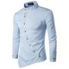 Men Shirt Men Clothing Long Sleeve Shirt Irregular Oblique Button Plain Casual Shirts for Men