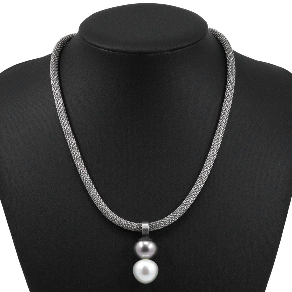 ANDY MULLER Pearl Necklace Silver metallic/Pearl 35.3g Women Used