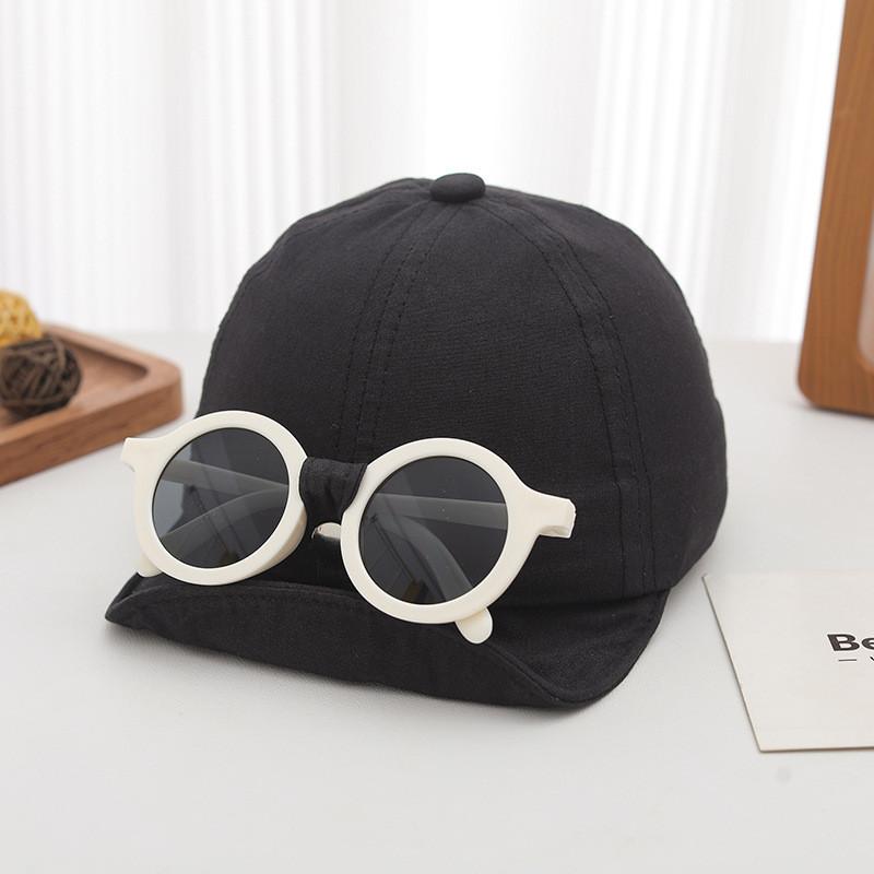 

Детская дышащая хлопковая бейсболка с коротким козырьком и ветрозащитной конструкцией для лета чёрный