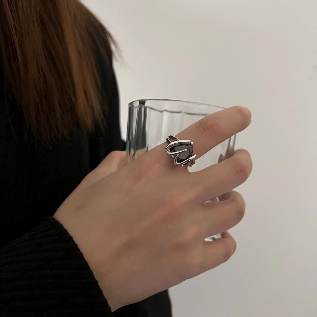 M love ruby open ring cold wind sweet cool retro personality hip hop index finger ring