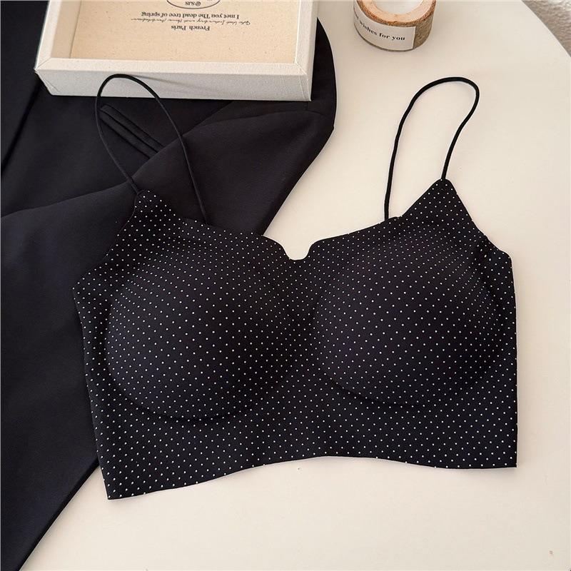 Small Floral Seamless Thin Shoulder Strap Beautiful Back Fixed Cup Sling Vest Anti-light Bra Cover