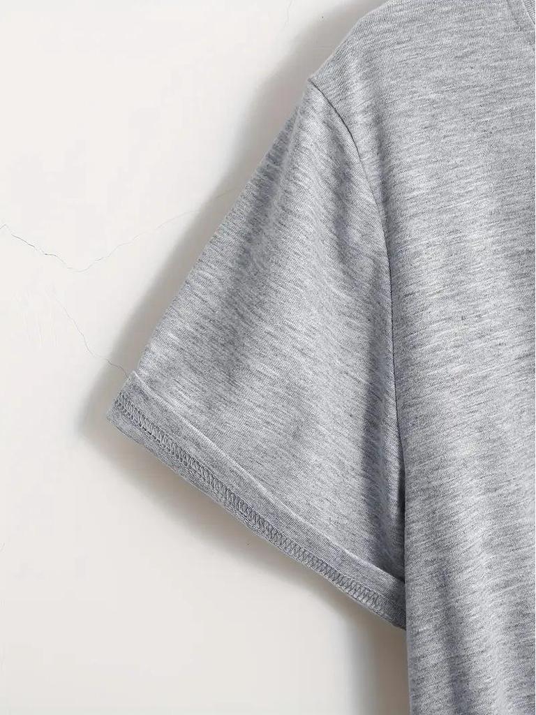 Light Grey Women's Short-Sleeved European and American Style Top with Picture