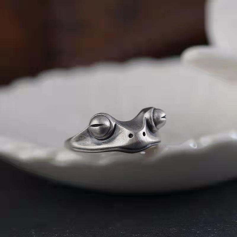 Retro Silver Plated Frog Animal Knuckle Rings for Women Charm Gothic Punk Frog Opening Finger Rings Fashion Jewelry Gift
