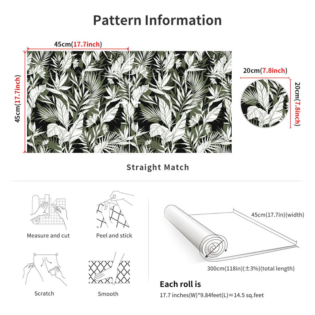 45X300Cm Selbstklebender Wandaufkleber Tapete Kunstmuster Heimdekoration Küche Wohnzimmer Wasserdicht Und Ölfest PVC-Tapete