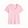 Summer Solid Color V-Neck Slim-Fit T-Shirt for Women, New Slim-Fit Round-Neck Short-Sleeve Top