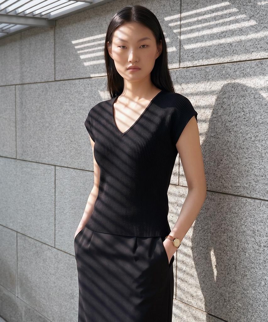 KIMDOH Silenzio V-Neck Top Light Gray