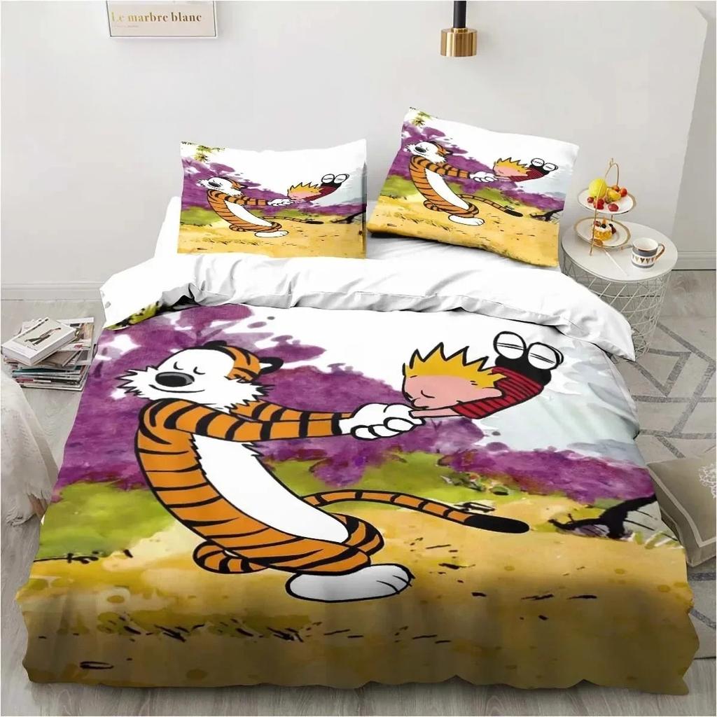 Cartoon Calvin Hobbes 3D Print Bedding Set Single Twin Full Queen King Size Bed Set Adult Boys Bedroom Bedding Gift