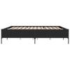 Black Bed Frame 200x200 cm Engineered Wood and Metal