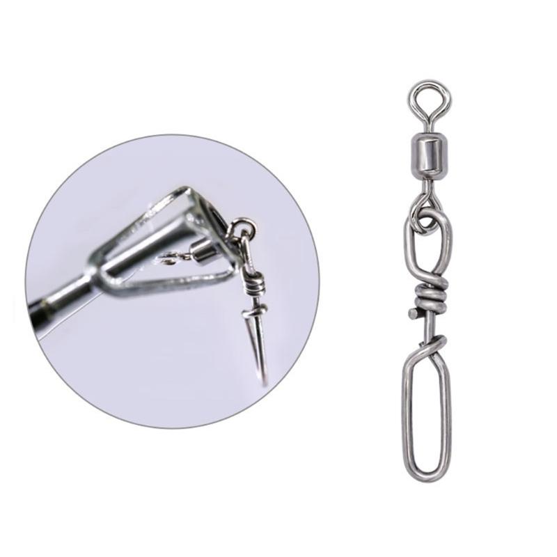 10Pcs Highly Strength Rolling Ball Bearing Snap Fishing Barrels Swivels Baits Connectors Clip for Saltwater Freshwater