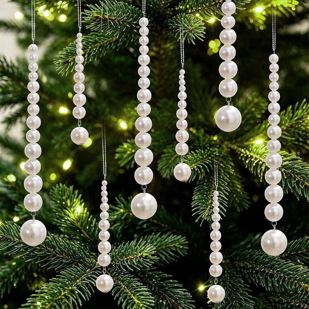 Home Decor Xmas Hanging Pendant Beaded Pearl Christmas Tree Hanging Party Decoration