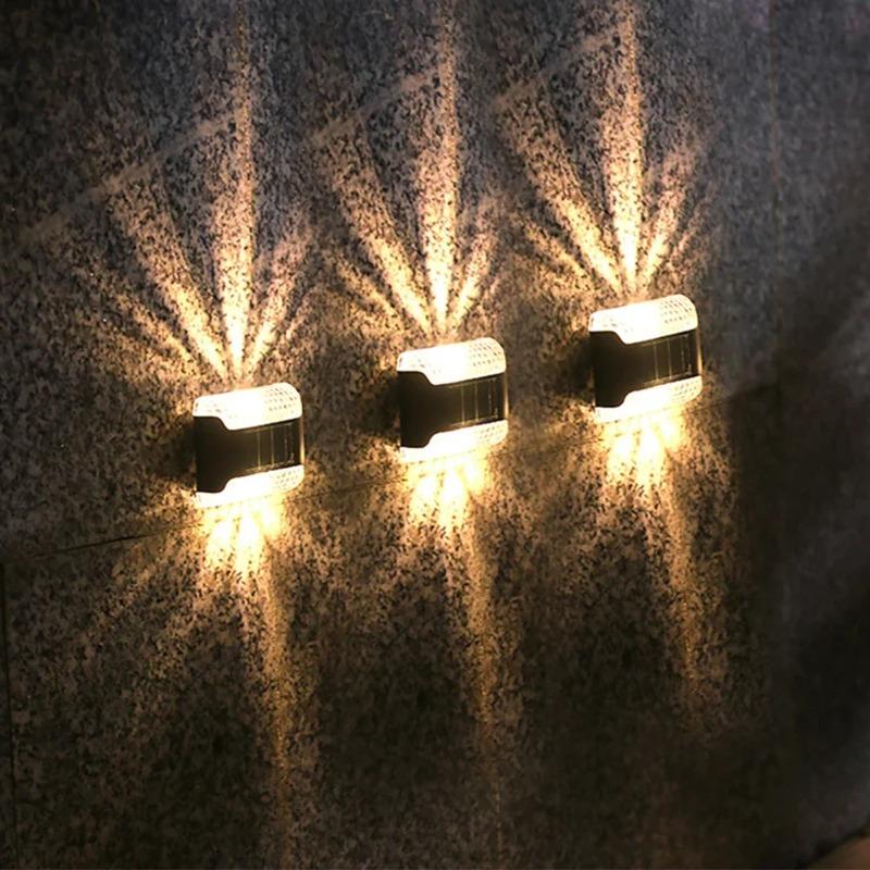 

LED Solar Wall Light Waterproof Lighting Corridor Outdoor Balcony Garden Solar Power Lamps Ultra Fence Down Lamp Warm Up warm light 3pcs