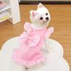 Bow Plaid Summer Dog Skirt Polyester Pet Clothing New Puppy Princess Dress  for Cats Kitten