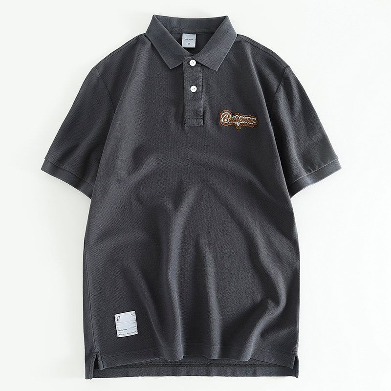 Export OEM Goods Lapel Summer Short Sleeve T-Shirt Tail Single Factory Cattle Goods Original Single Half Sleeve Bottoming Shirt Cotton T-shirt Tide Black M