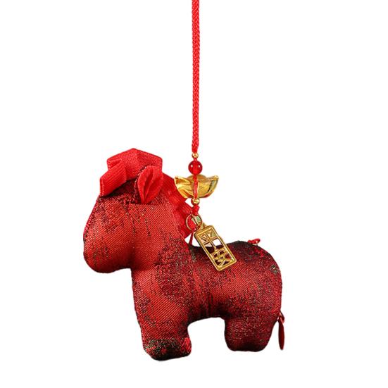 Stjärntecknet Häst Påse Traditionell Handbroderad Kinesiskt Hantverk Doftande Bilpåse Dekoration med Tofsar Och Rosetter Myggavvisande Uppfriskande