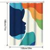 Modern Abstract Line Art Shower Curtain - Colorful Digital Print,  Machine Washable, Includes Hooks, All-Season Bath Decor
