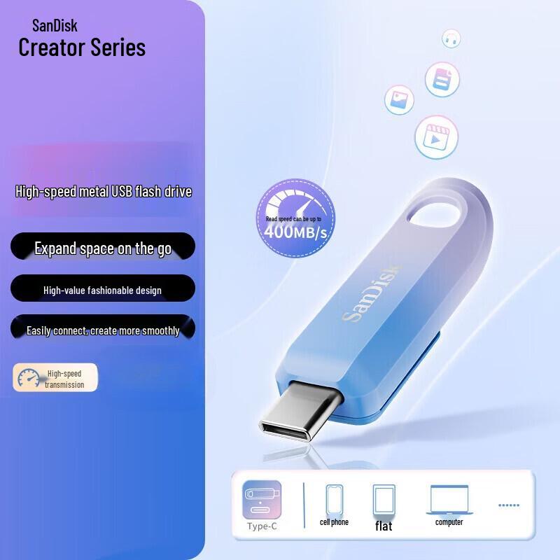SanDisk Creator Series Ret retractable Type-C USB 3.2 Flash Drive