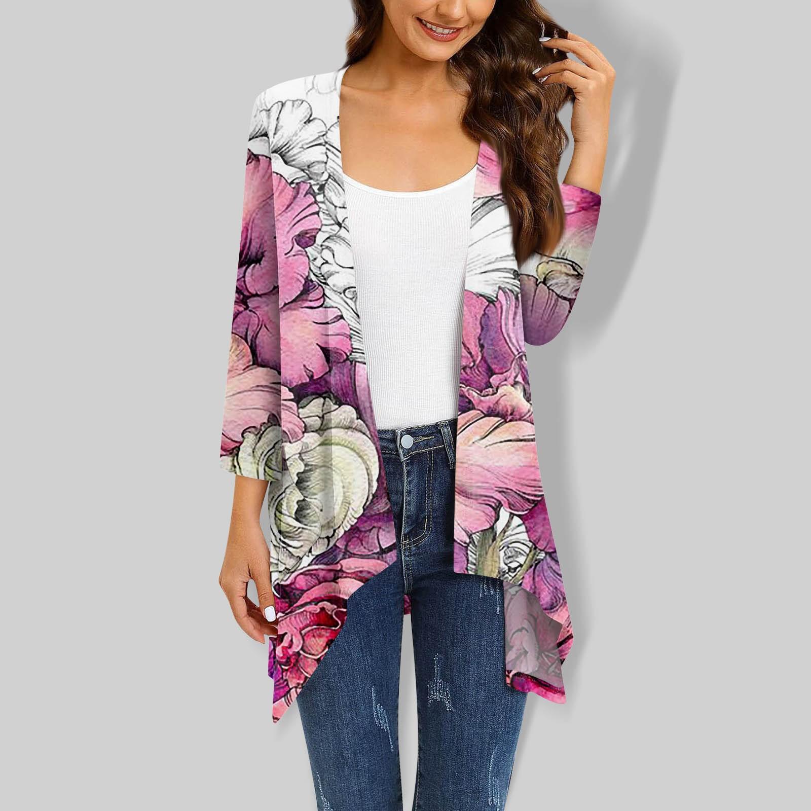 

Женский кардиган неправильной формы с градиентным принтом и рукавами три четверти, куртка с карманами XXL