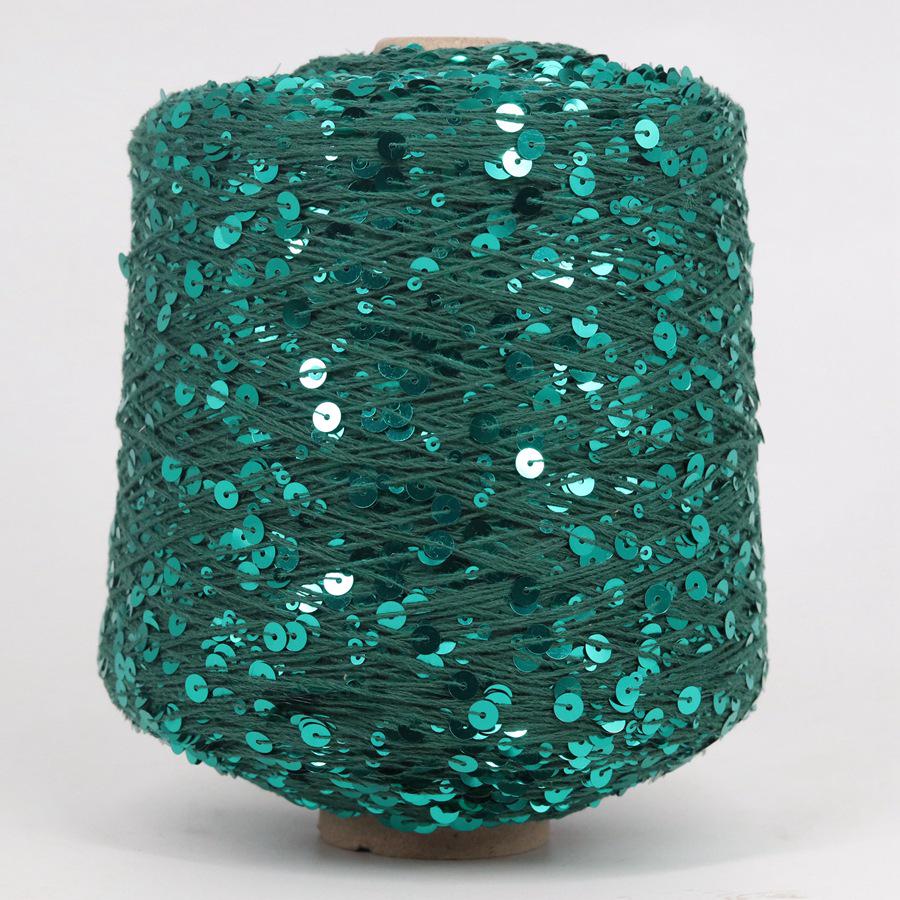 Hand-Knitted Bright Cotton Yarn with Sequins, 3MM+6MM, Combed and Fancy