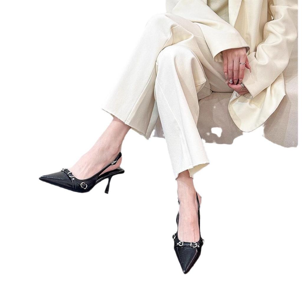 Nai Pai, Silver Pointed Sandals, Women's Back Space, Spring and Summer 2025, Bag Head, Light Mouth, Stiletto, High Heels.