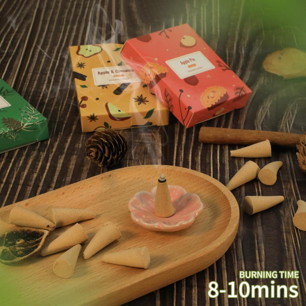 FIRIK Incense Assorted Scented Aroma Scented Cone Gift Vanilla Mint Coconut Winter Tangerine Apple Pine 8 15 Pieces of Each Cones, Cones, Scents, Set,