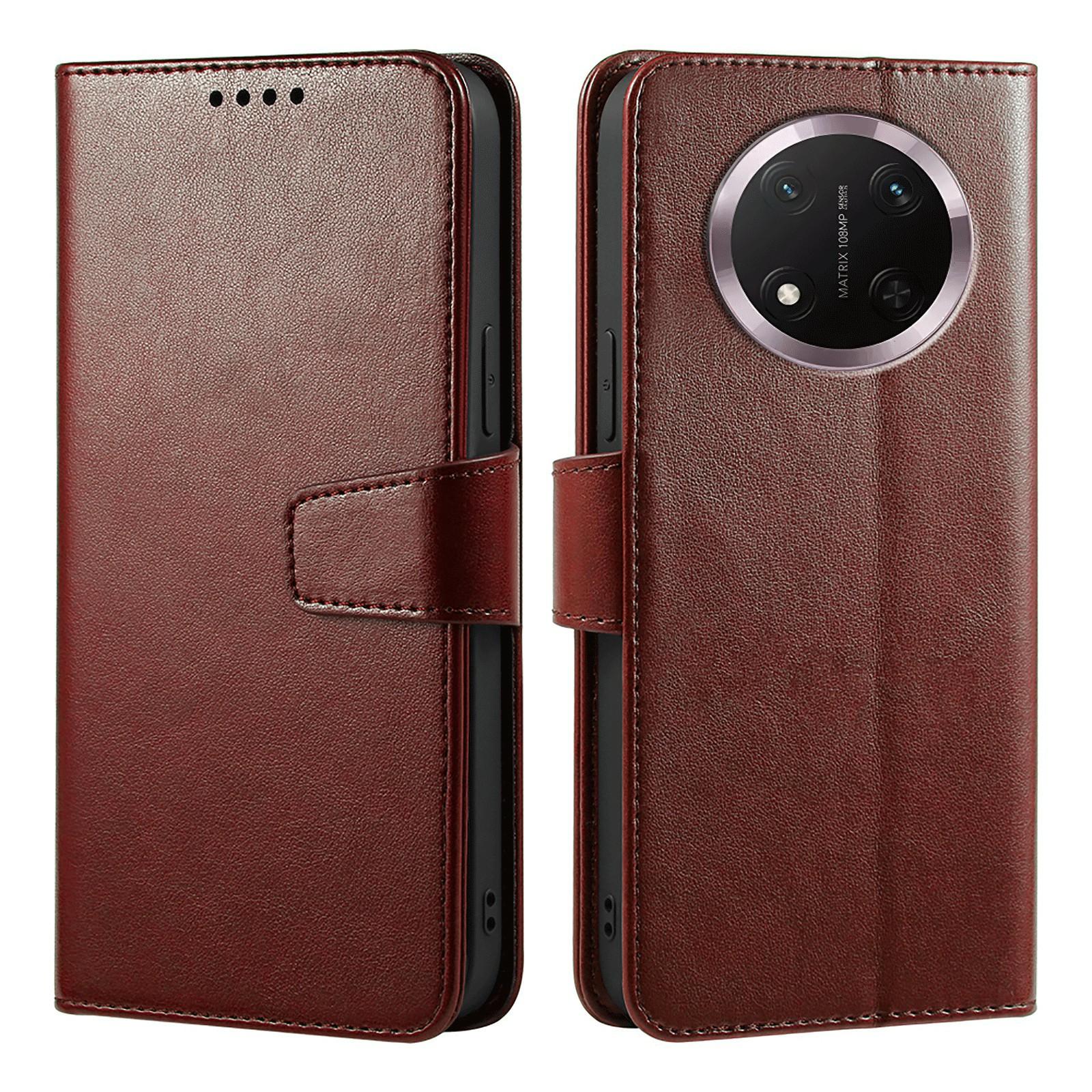 

For Honor Magic7 Lite 5G/X60 Pro 5G/X9c 5G Case Stand Card Holder Wallet Leather Phone Cover Brown