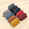 New Women's Mini Wallet Genuine Leather 3-Zipper Handheld Clutch Slim Compact Card Holder Coin Purse Minimalist Stylish Daily Accessory