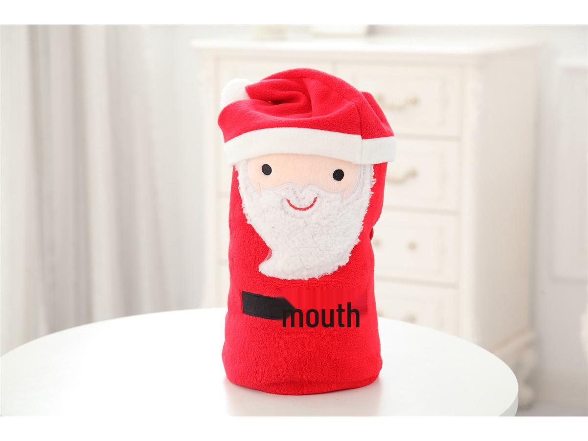 Фланелевое одеяло «Дед Мороз и снеговик» - Двустороннее мультяшное рождественское одеяло Small (80*100cm)