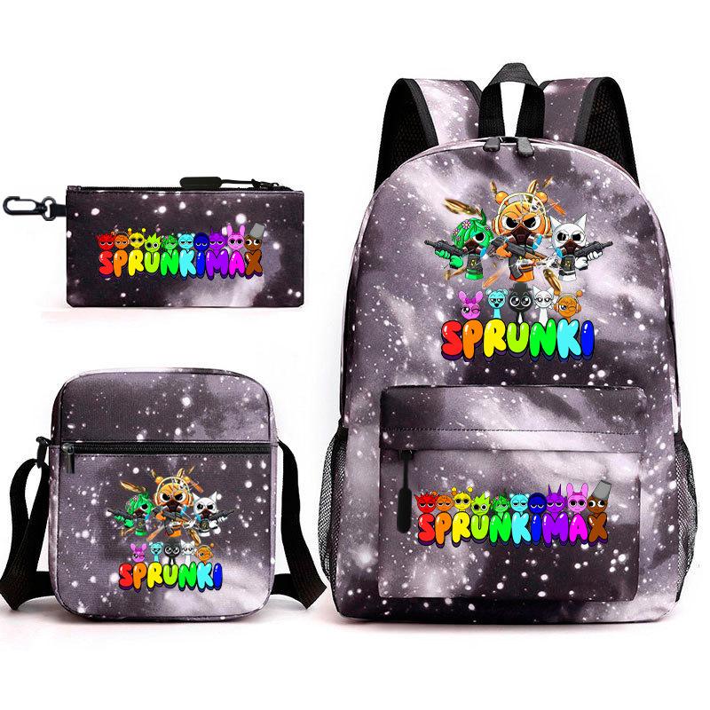 Rhythm Box Spiel Merchandise Schultasche Sprunki Cartoon Sternenhimmel Rucksack Umhängetasche Dreiteiliges Set