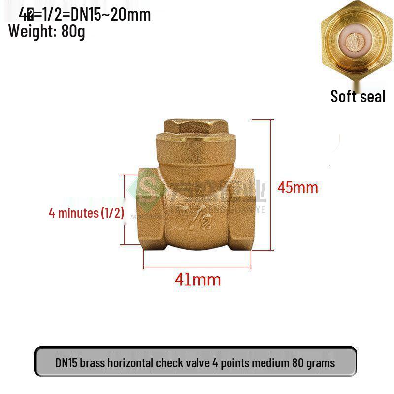 

All-Copper Horizontal Check Valve for DN15-25 Water Pumps, 4-6 Points, 1-Inch Single Flow Valve (Model 325040).