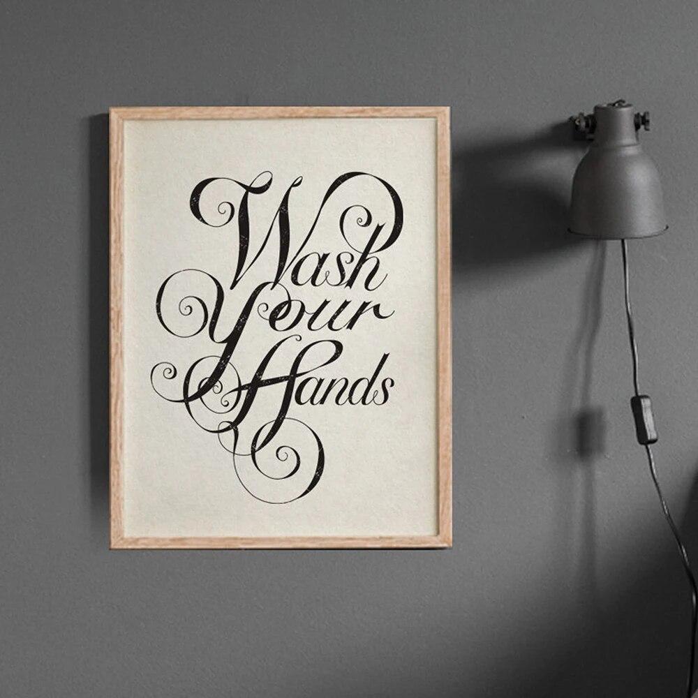 Wash Your Hands Quote Poster Toilet Roll Paper Origami Art Print Vintage Canvas Painting Nordic Wall Picture Bathroom Home Decor