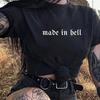 American WoHell-made Gothic Letter Print T-shirt Summer New Retro Fashion and WoStreetwear