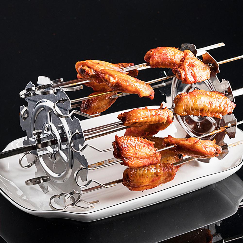 304 Stainless Steel Rotating Grill Basket BBQ Oven Skewer Cage Air Fryer Accessories Roasting Tools Barbecue Drum Roller