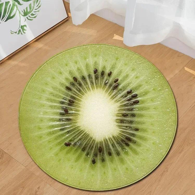 Tappeto Rotondo con Stampa di Frutta 3D Tappeto Circolare per Bagno Soggiorno Camera da Letto Decorazioni Tappetini Antiscivolo per Ingresso Tappetino per Porta Cucina