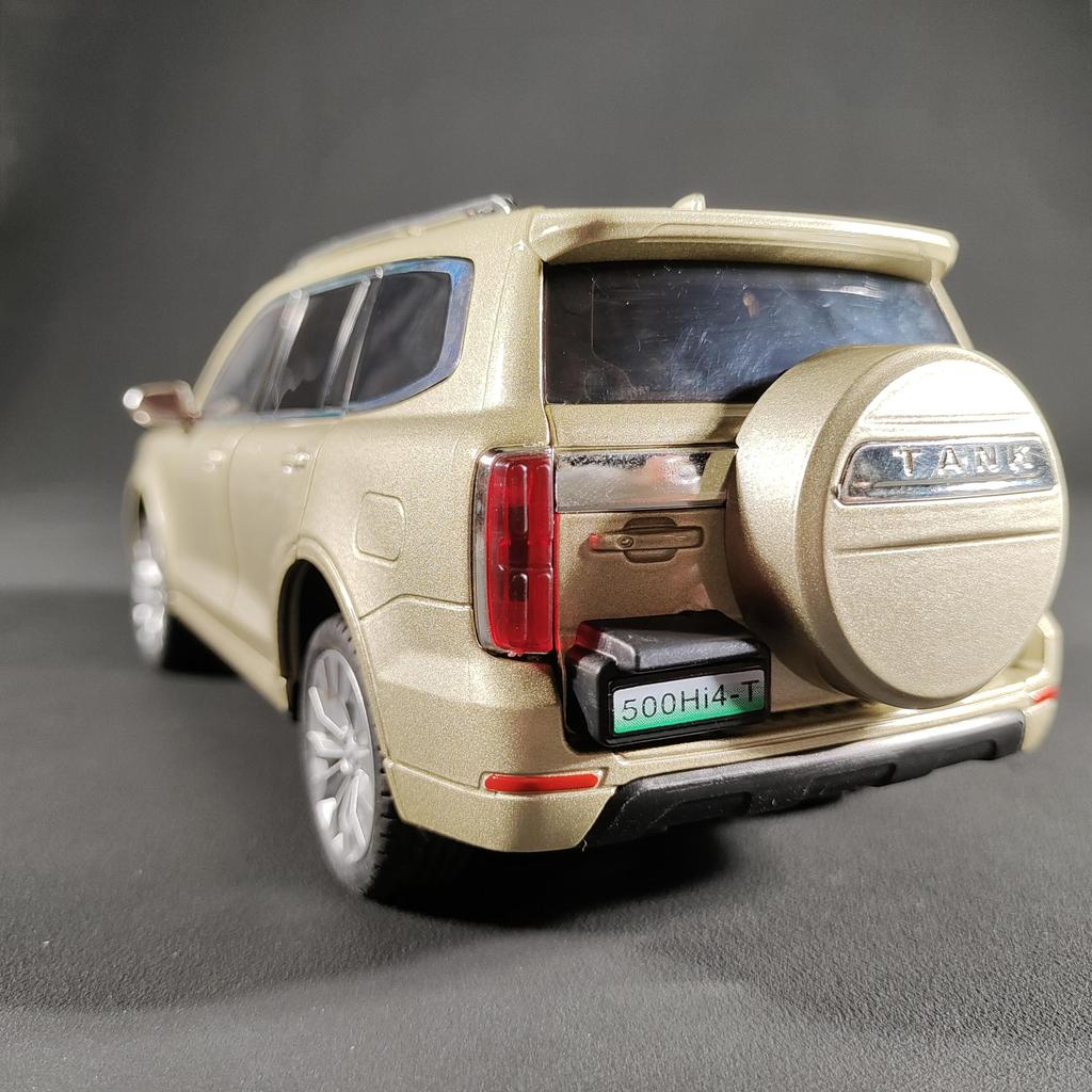 1:24 TANK 500 Hi4-T Alloy Diecast SUV Model Simulation Sound & Light Rotable Direction Children Toy Decorative Trendy Ornaments