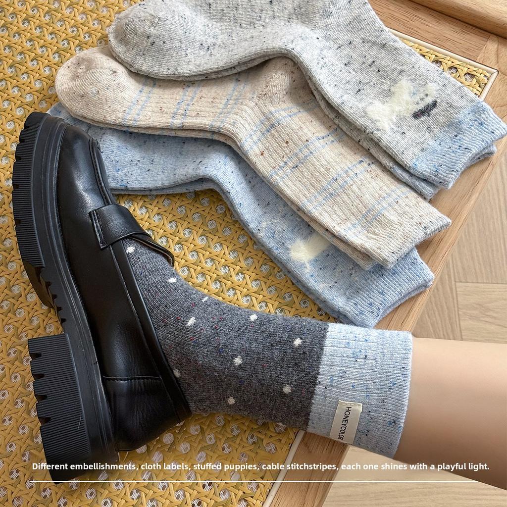 Sock Children's Mid-length Socks - Cute Cartoon Style Bubble Socks for Autumn and Winter. Spring and Autumn Girls' Fringed Long Socks with Lace Trim.