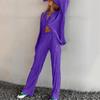 Women's 2 Piece Casual Outfits Long Sleeve Button Down Shirt High Waist Long Pants Loungewear Streetwear