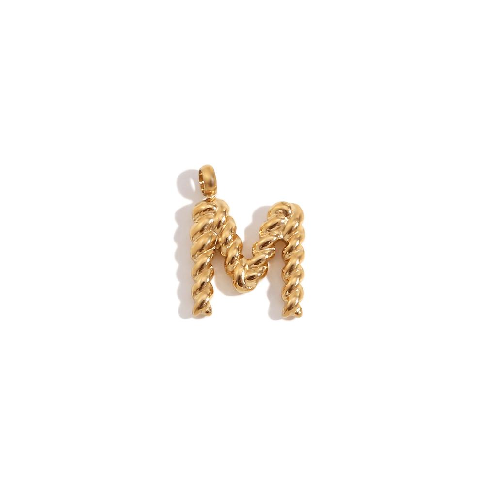 MamacitaSlay DIY Classic Mini Twist Initial Letters Stainless Steel Charms For Jewelry Gold Plated Waterproof Decoden Charms