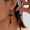 Dark Gothic Bat Crystal Dangle Earrings for Women Halloween Rhinestone Statement Earrings Party Costume Jewelry Gifts