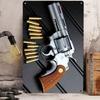 Vintage Revolver Bullets Metal Wall Art Retro Western Sign Home Decor