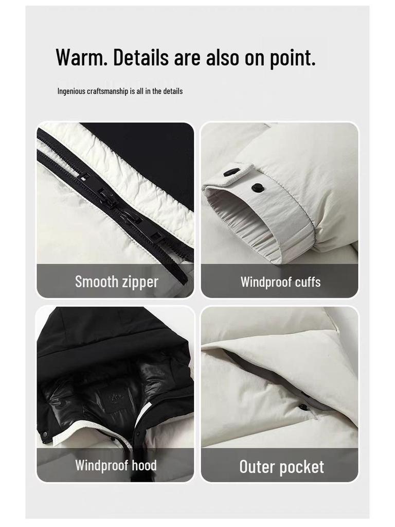 Men's Winter Fashion Stand Collar Windproof White Duck Down Jacket