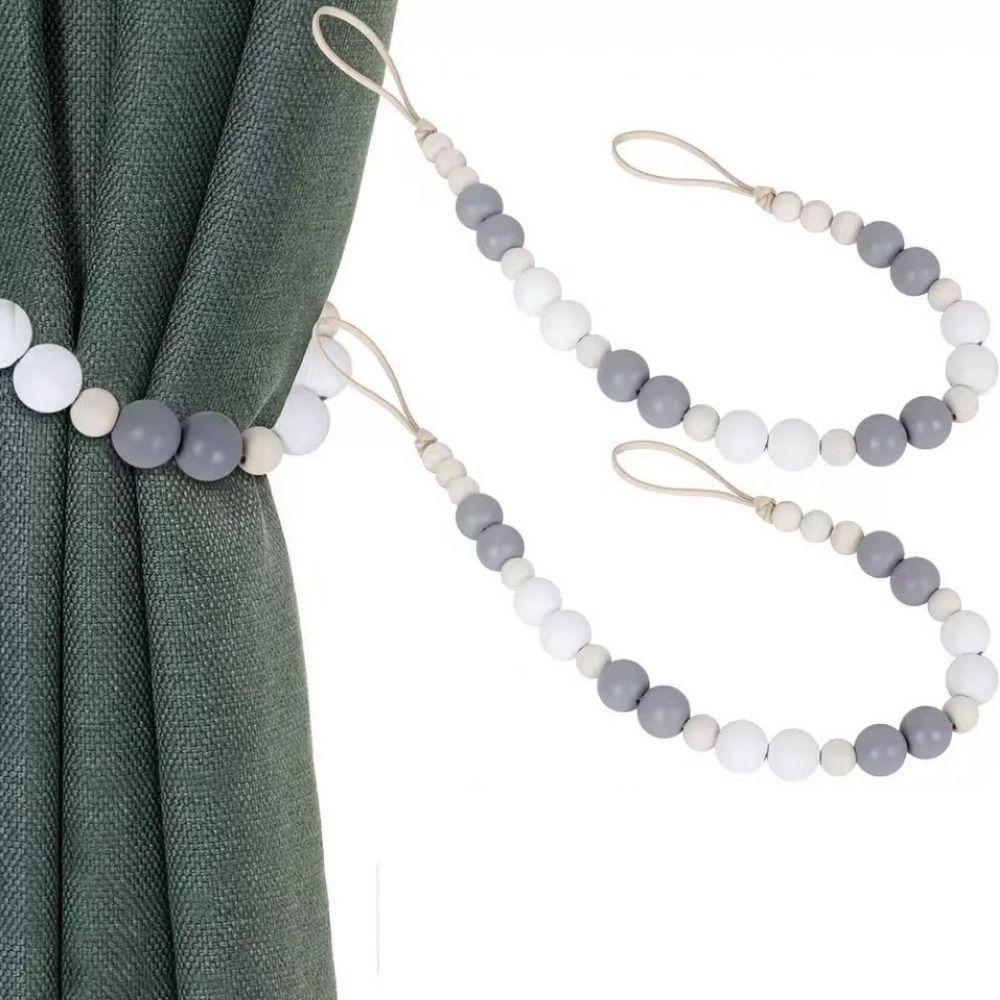 2Pcs Handmade Bead Curtain Buckles Farmhouse Style Curtain Tie Backs Home Decor