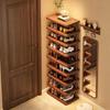 Wood Shoe Rack Multi-Tier Entryway Storage Shelf Sturdy Narrow Floor Organizer Space-Saving Storage for Home Hallway Room