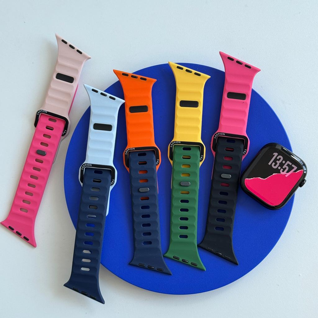 Sport Bands For Apple Watch Ultra Wide Soft Silicone Wristbands Waterproof Strap Men for iWatch Series 11/10/9/8/7/6/5/4/3/2/1SE