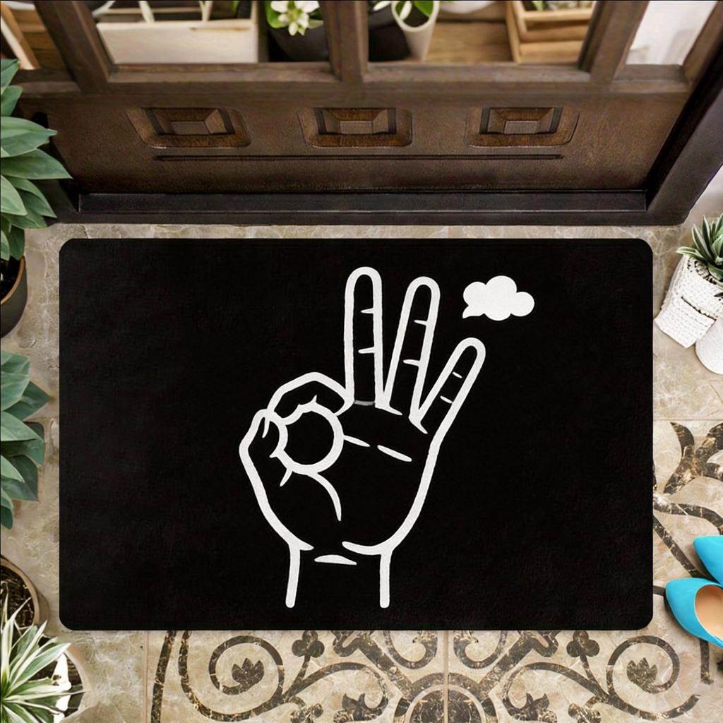 Liebes Handzeichen Fußmatte 1 Stück – Schwarz Weiß ASL Zeichen mit Herz, Verspielte Indoor-Fußmatte für Eingang und Wohnzimmer